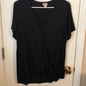 Cross body short sleeve top